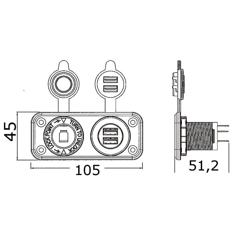 OSCULATI Prise Double USB + Allume-cigare 4 OSCULATI Prise Double USB + Allume-cigare – Image 2